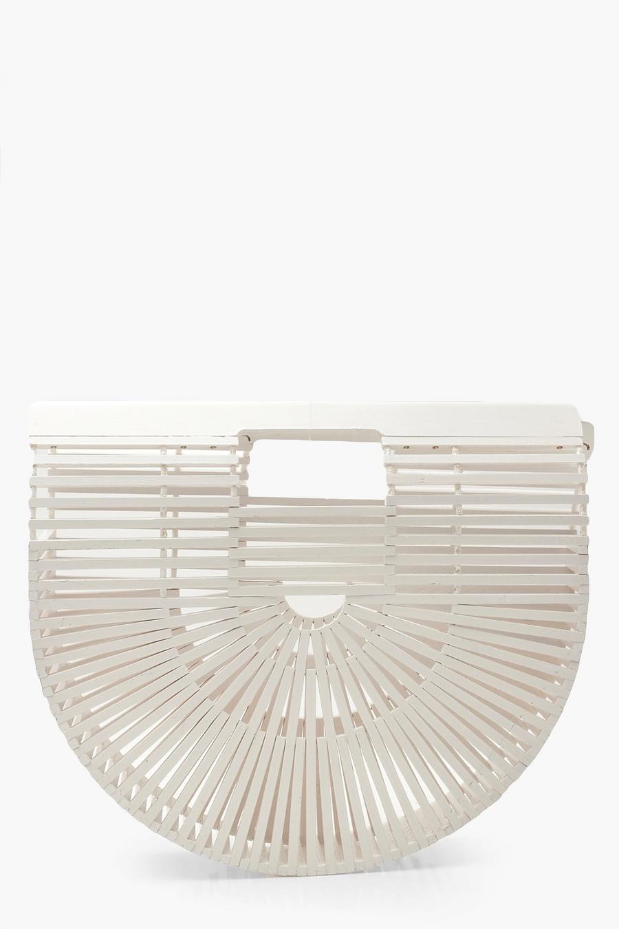 White Wooden Structured Grab Bag - Small image number 1
