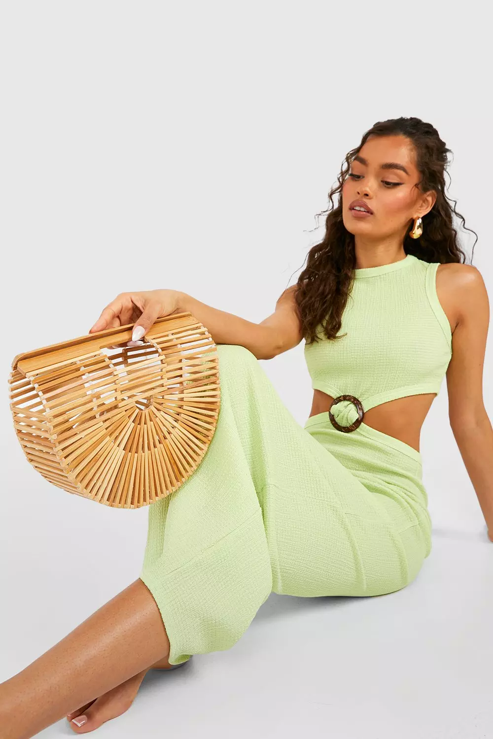 Natural Wooden Structured Grab Bag - Small alternative image