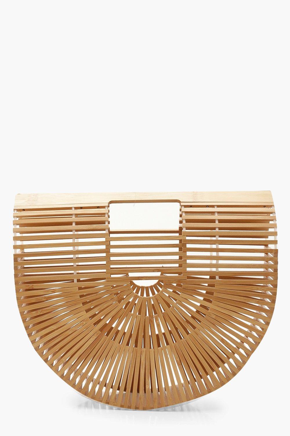 Boohoo Circle Handle Straw Bag