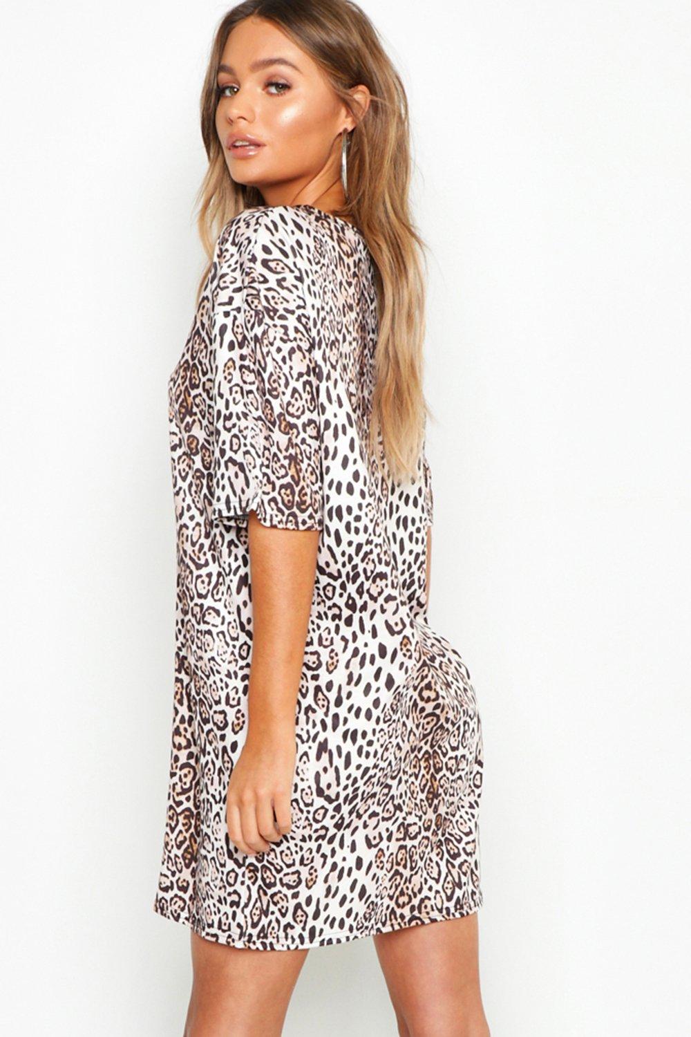 oversized leopard print shirt dress