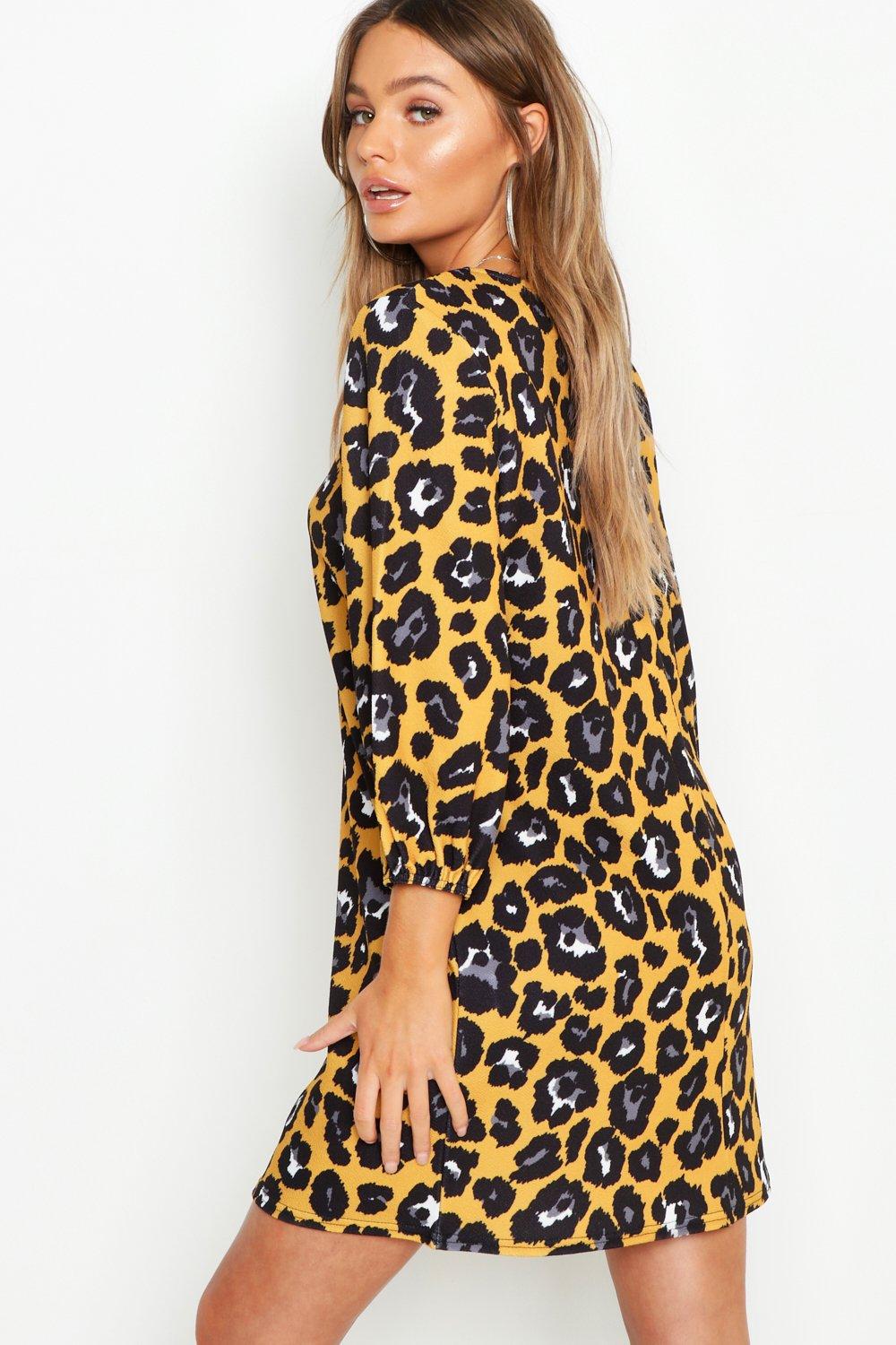 boohoo animal print shift dress