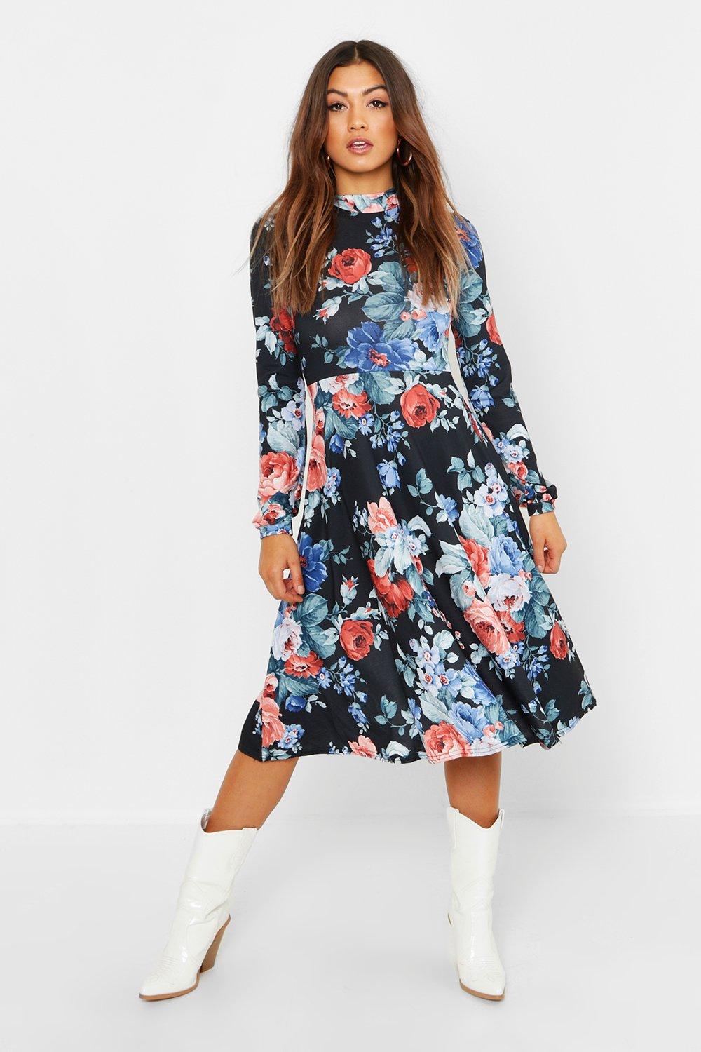 floral midi dress boohoo