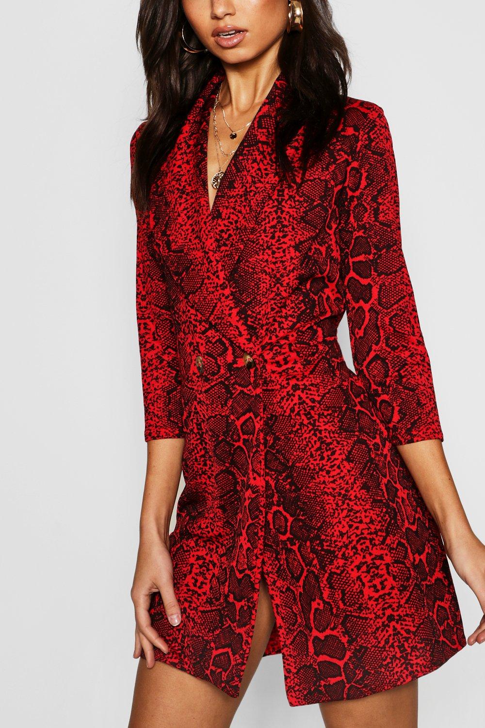 snake print blazer dress