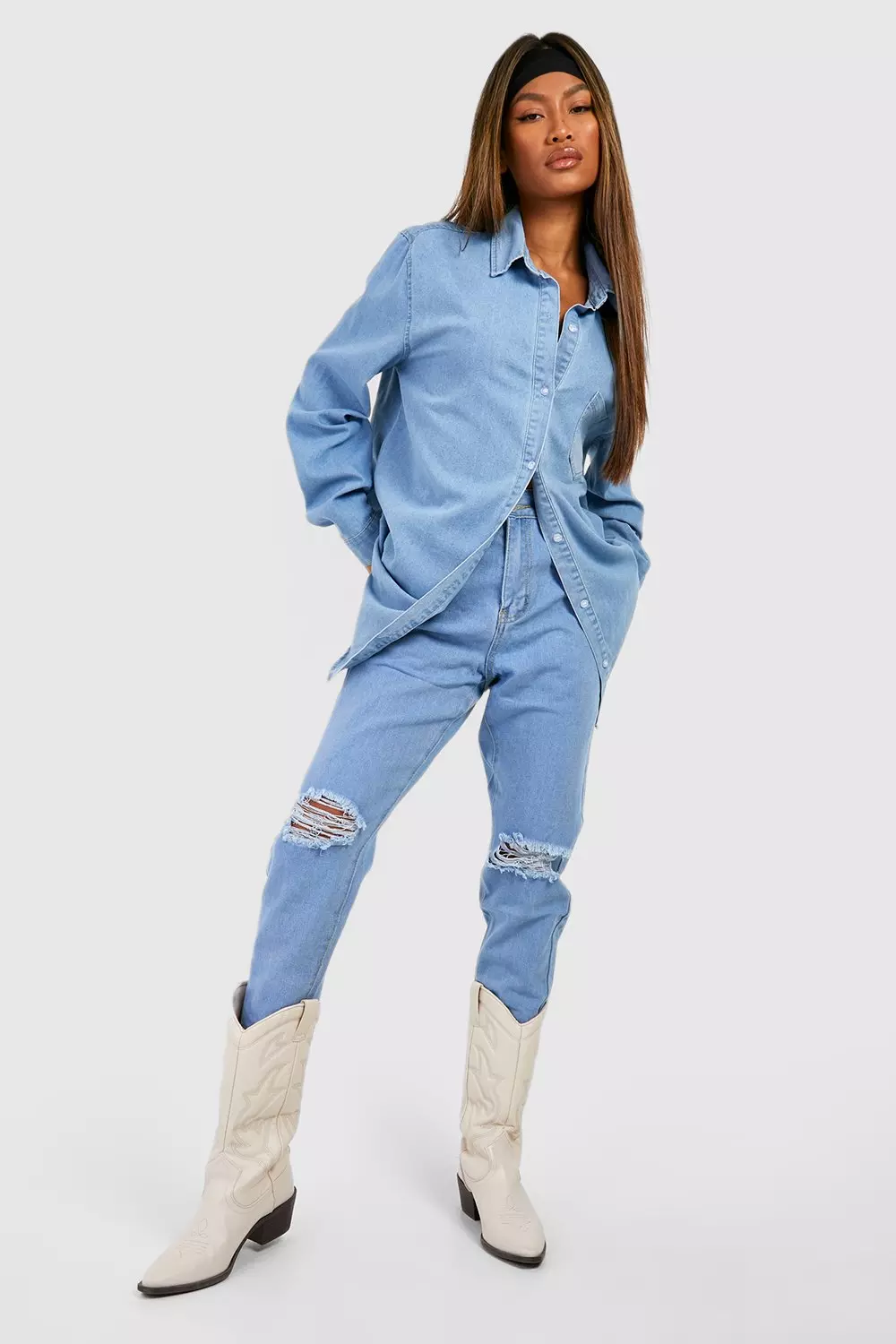 ripped mom jeans high waisted