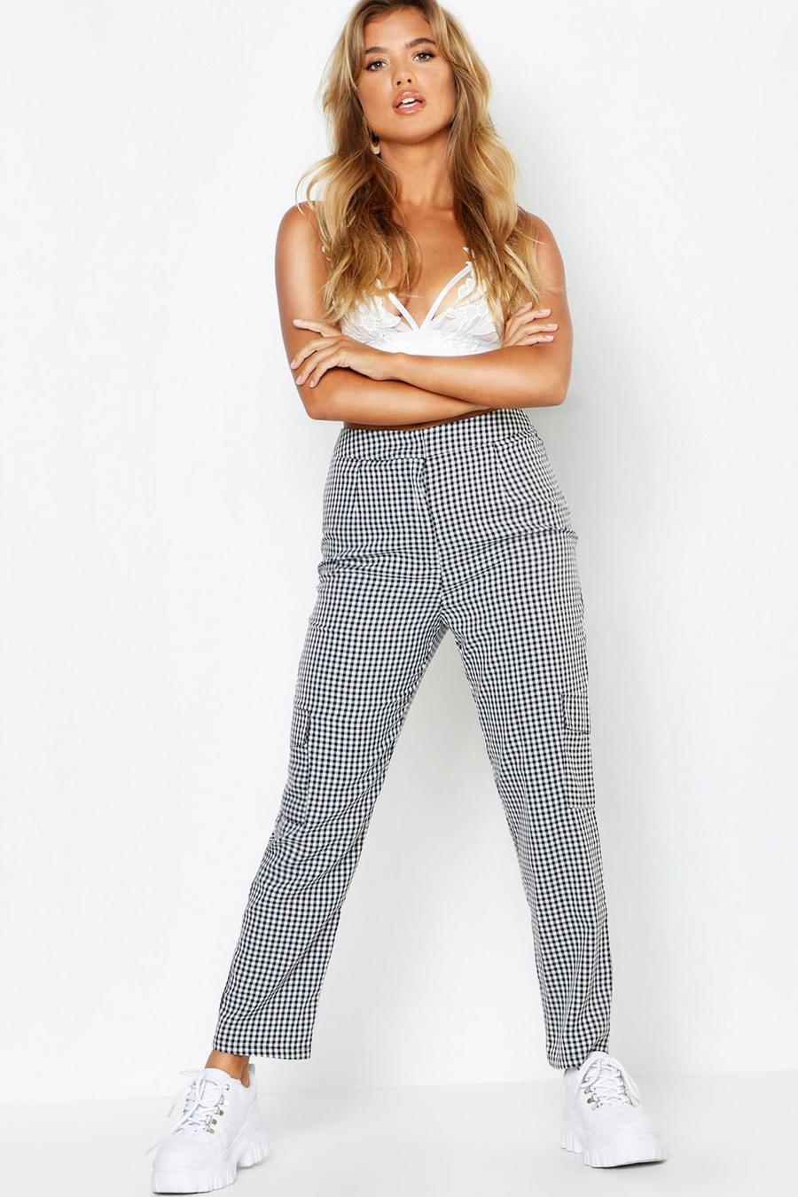 Woven Tapered Gingham Cargo Pant image number 1