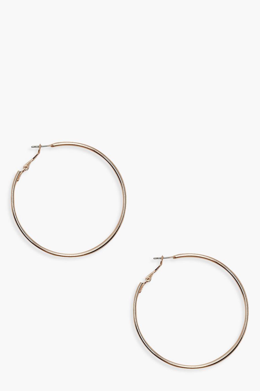 Gold metallic 6cm Hoop Earrings image number 1