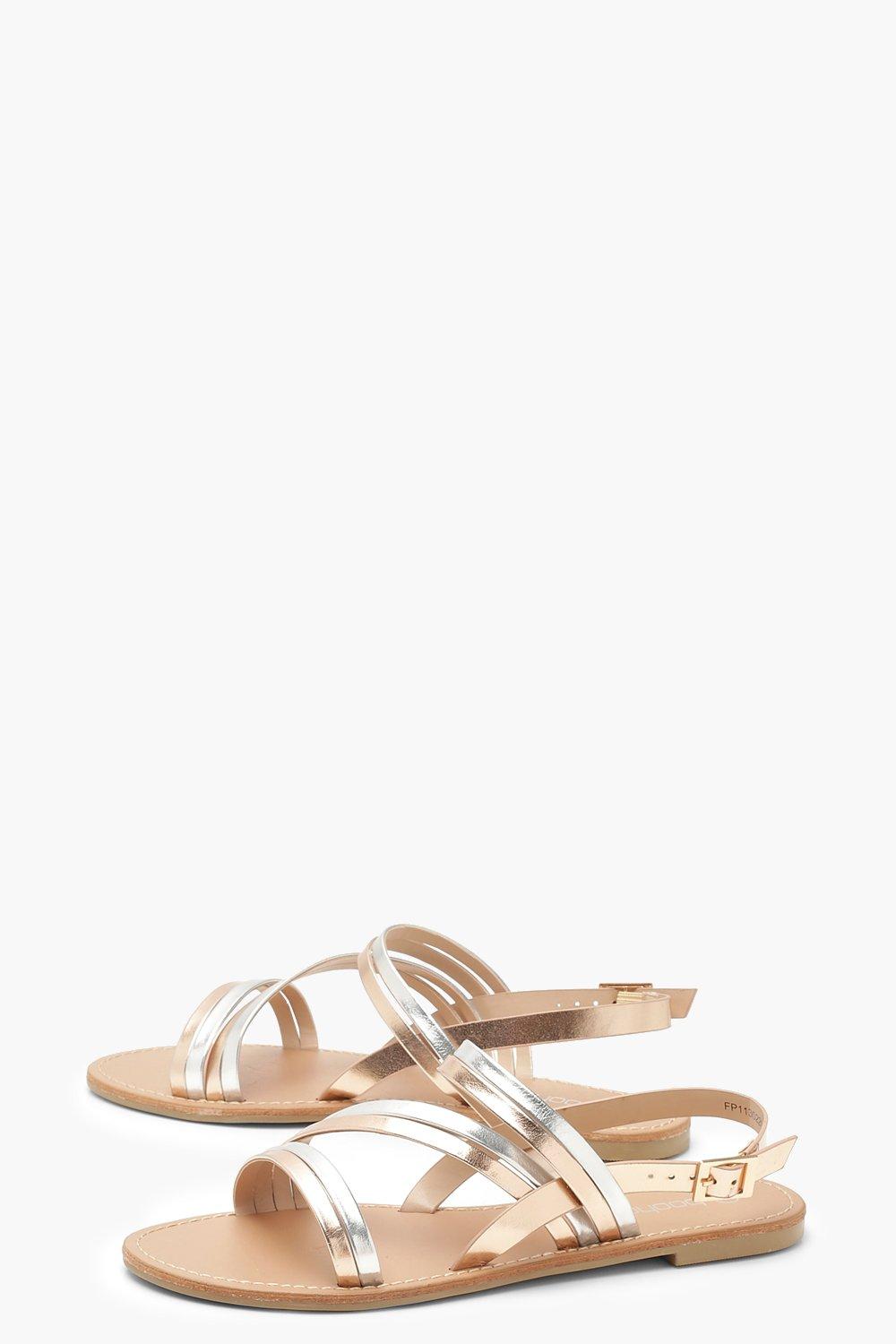 multi metallic sandals