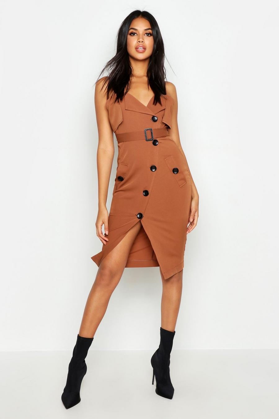 Utility Button Belted Midi Dress image number 1