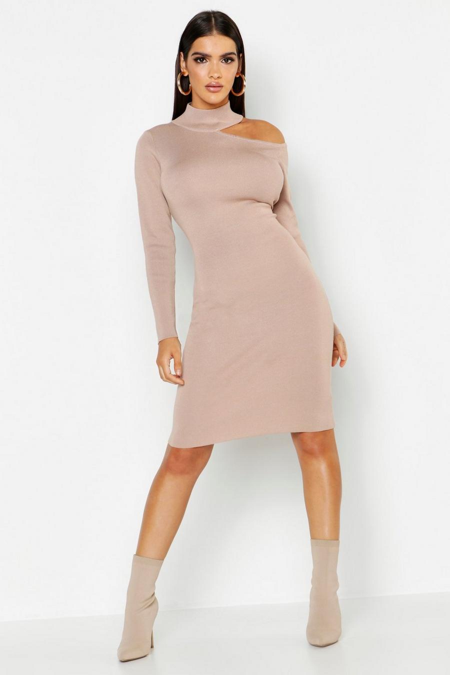 Rib Knit Cut Out Detail Sweater Dress image number 1
