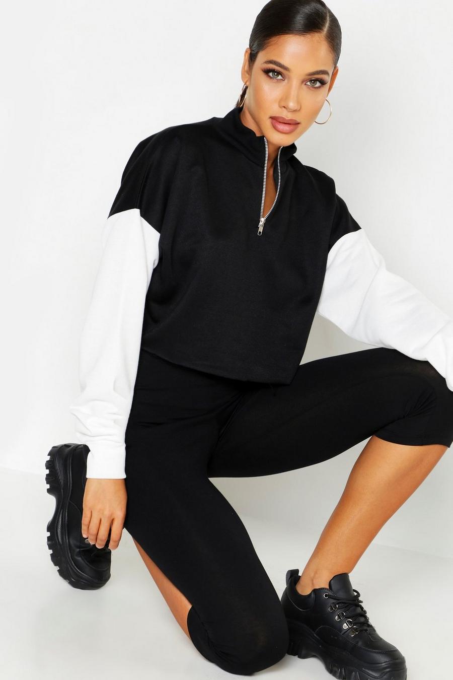 Colour Block Tonal Cropped Sweat image number 1
