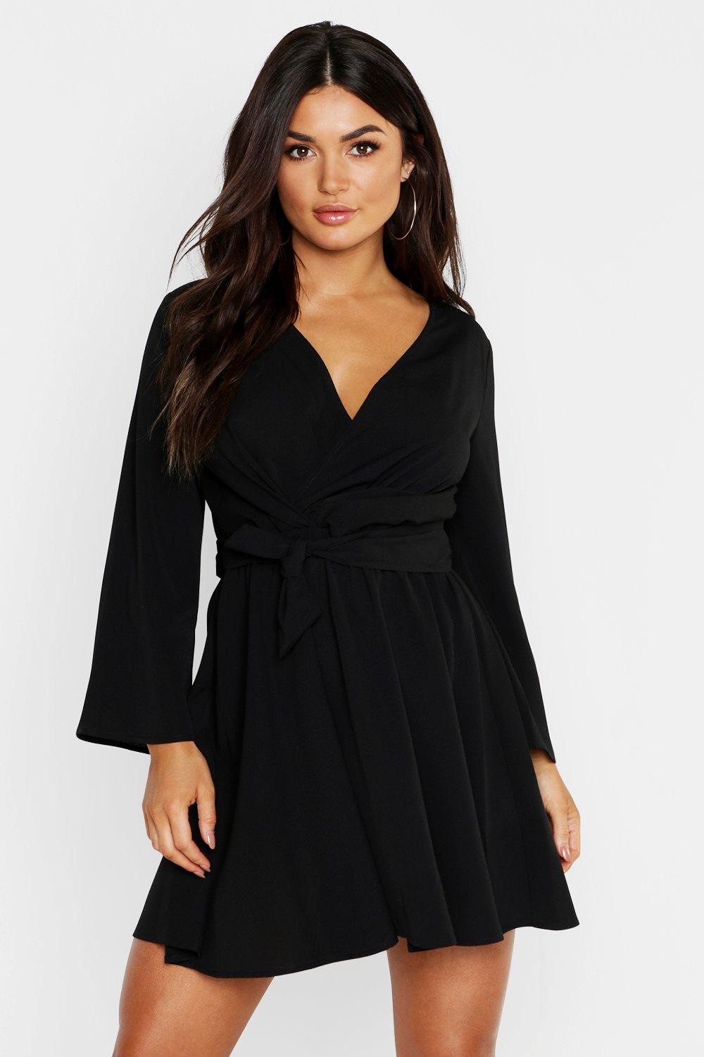 flared sleeve skater dress