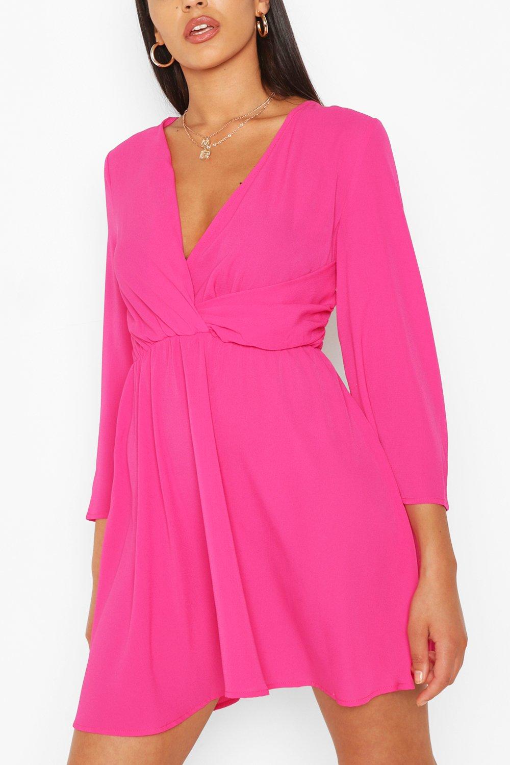 boohoo hot pink dress