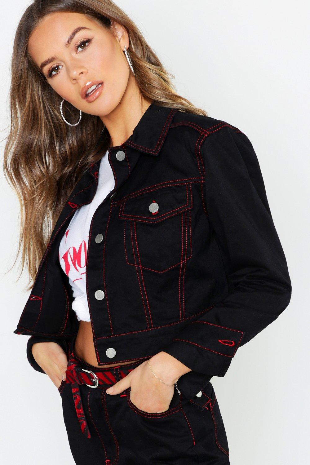 contrast stitch denim jacket