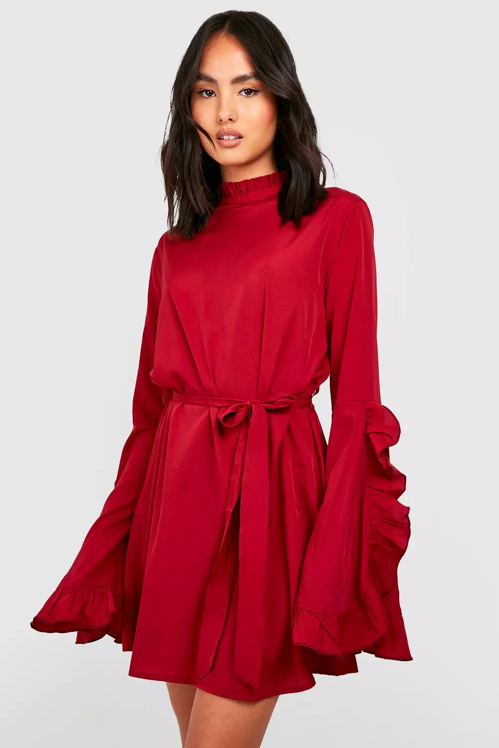 High neck long outlet sleeve shift dress