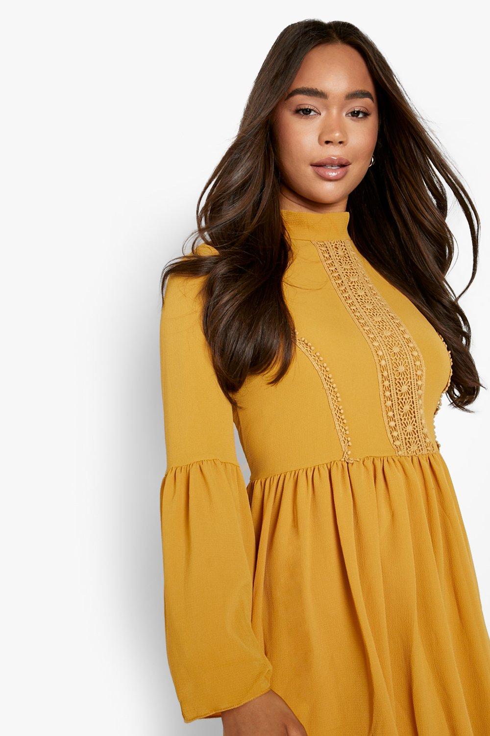 Boohoo mustard hot sale dress