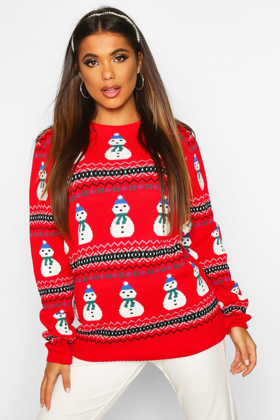 Red Snowman Fairisle Christmas Sweater image number 1