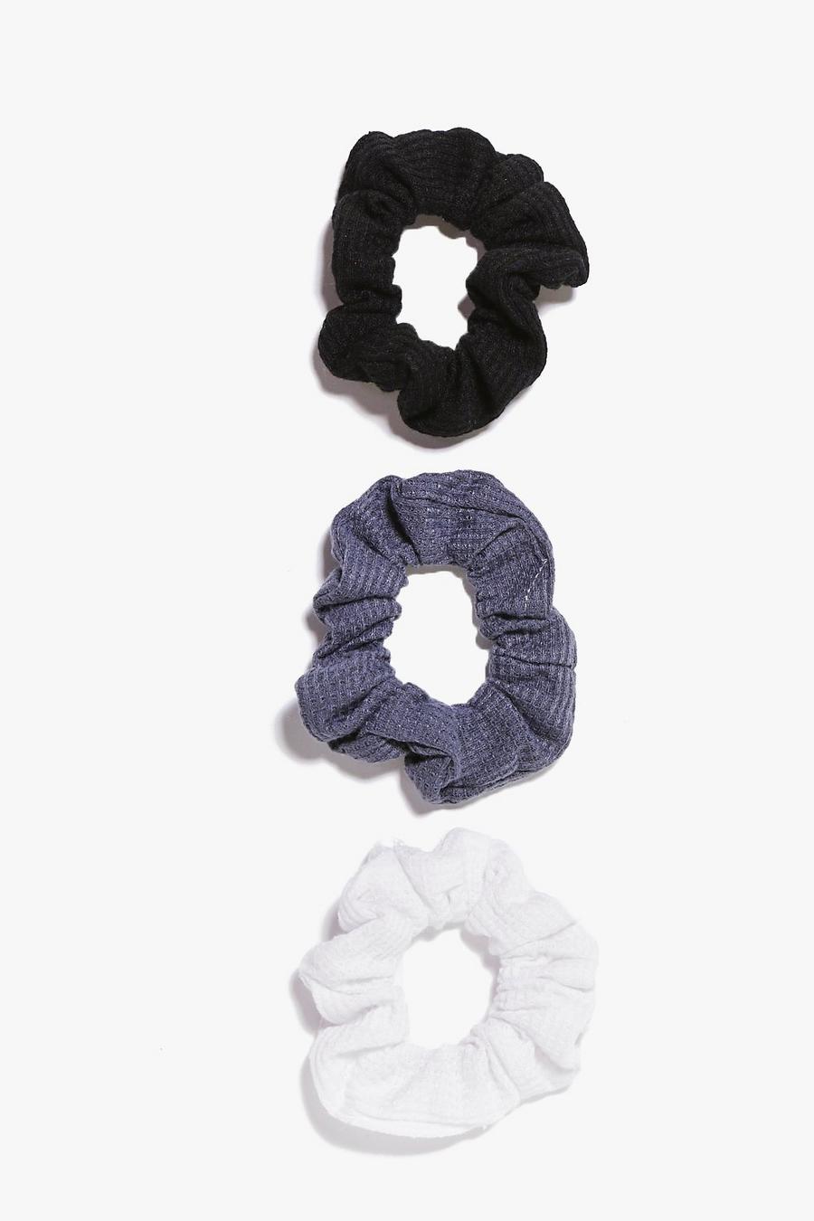 Black Scrunchies med struktur (3-pack) image number 1