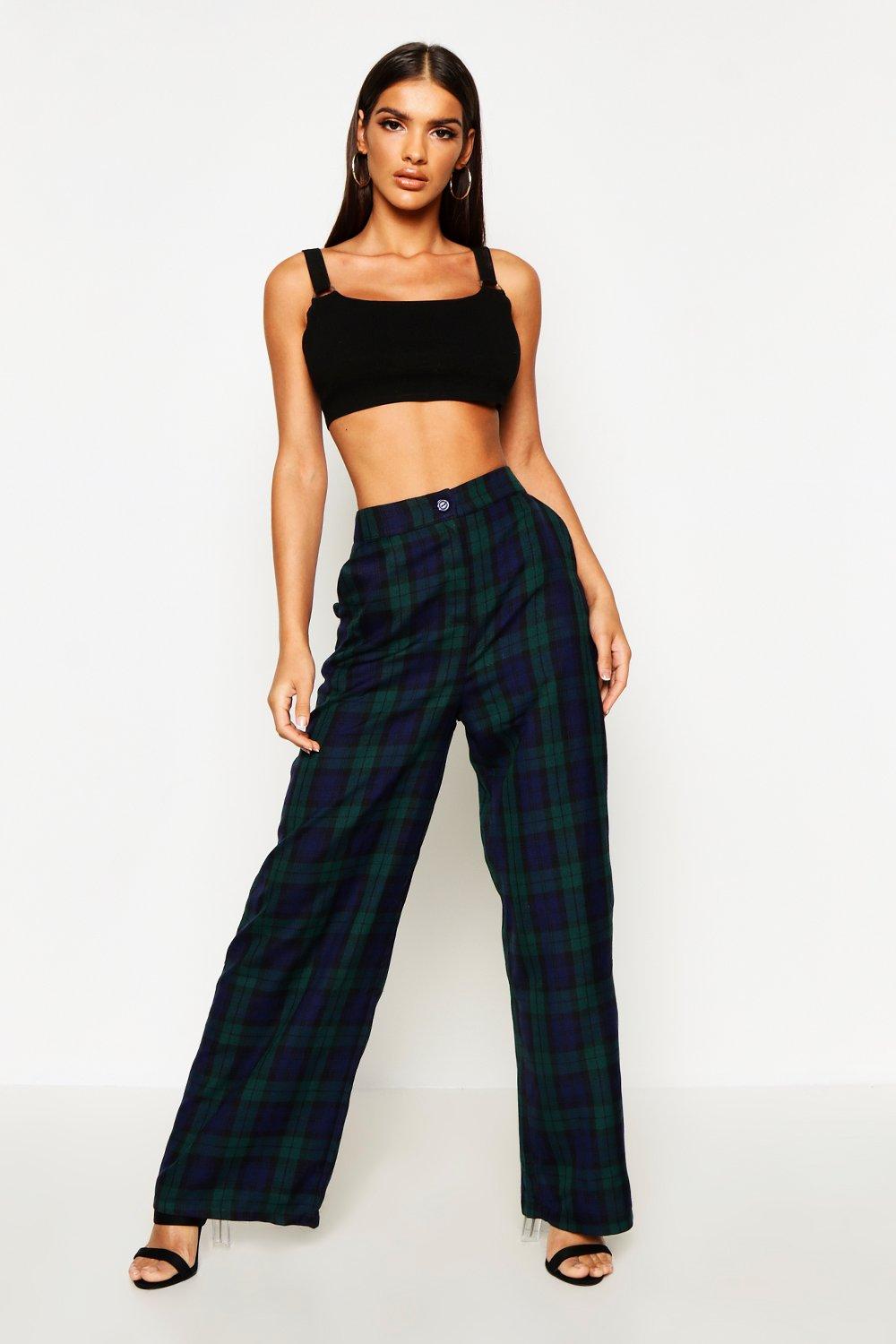 plaid wide pants