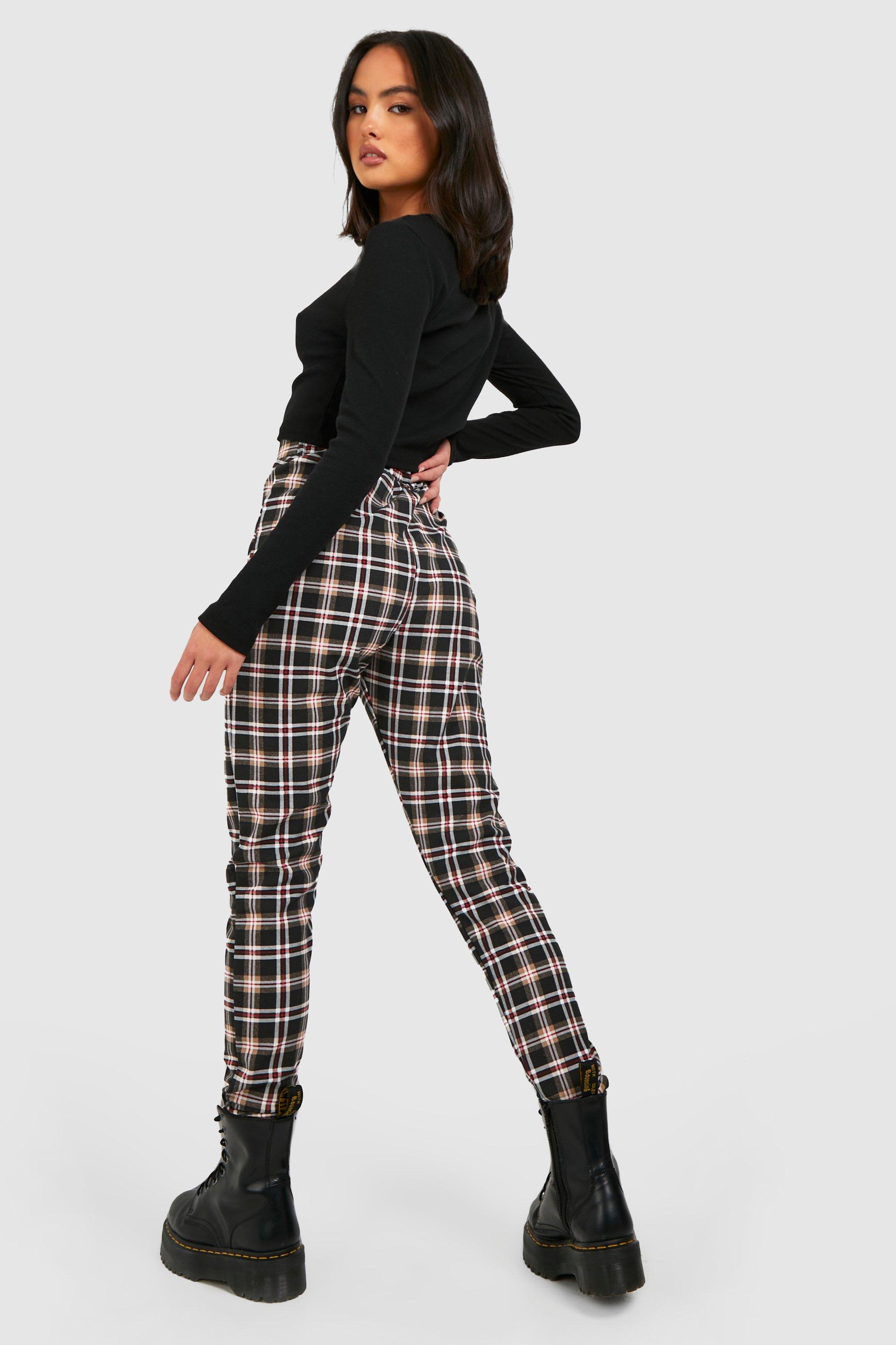 black plaid trousers