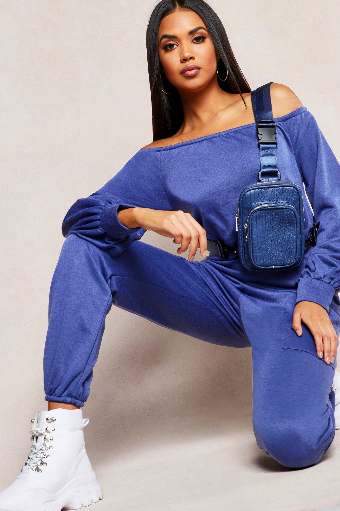 Off Shoulder Pocket Detail Lounge Jumpsuit