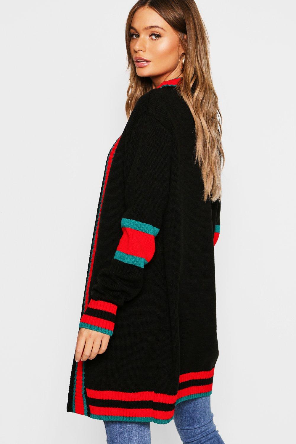 plus contrast stripe oversized cardigan