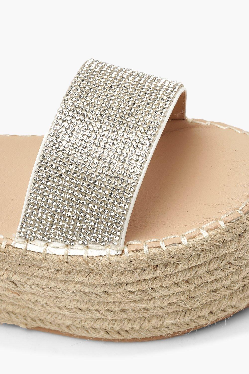 Diamante Espadrille Flatform Sandals