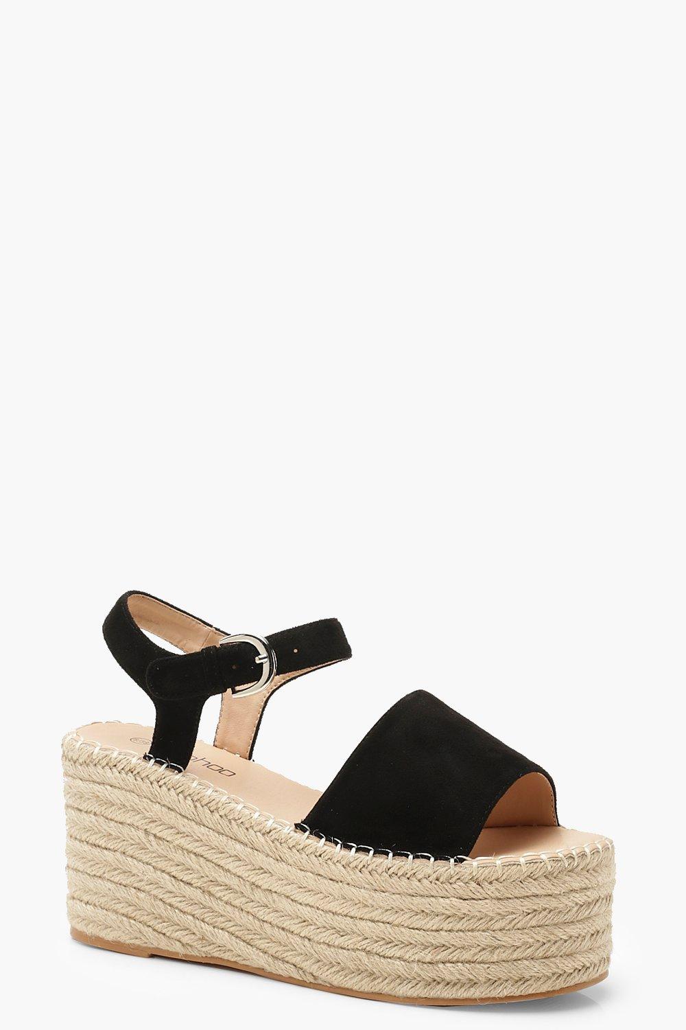 black espadrille flatform sandals