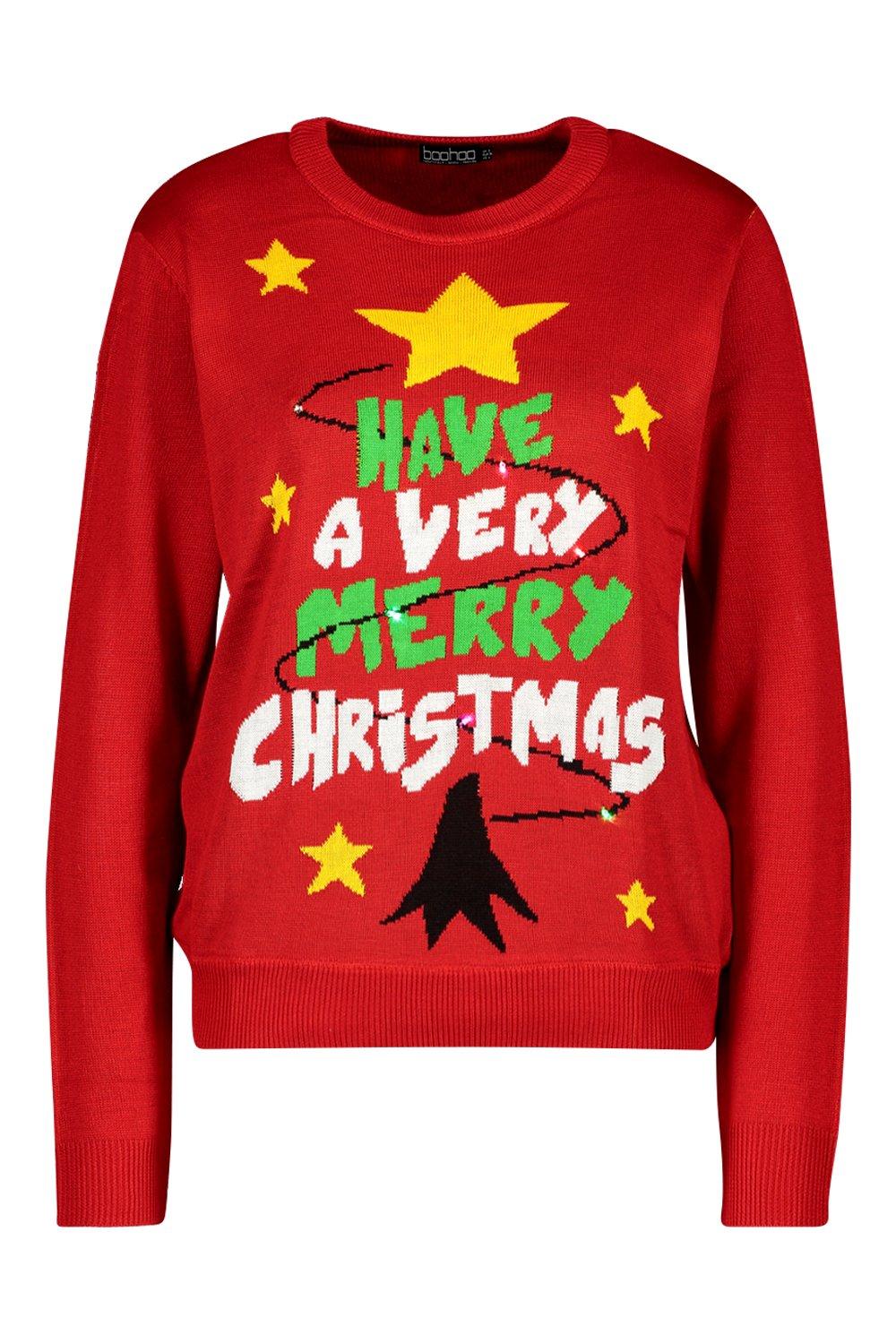 girls light up christmas jumper