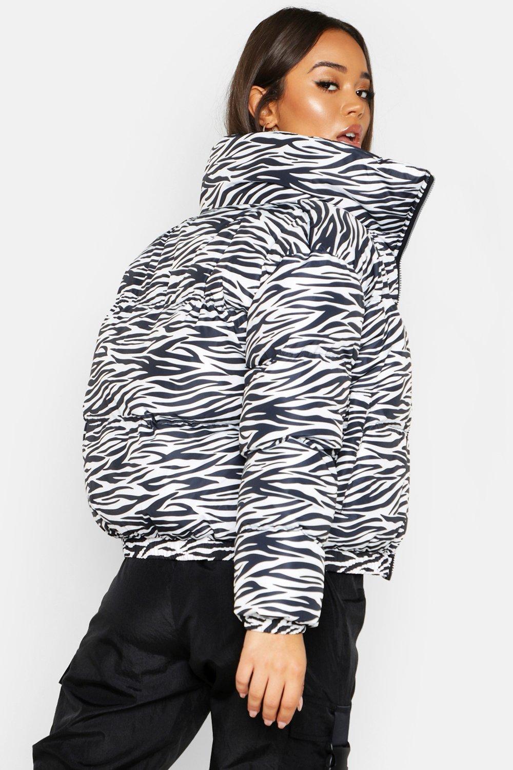 Zebra print cheap puffer jacket