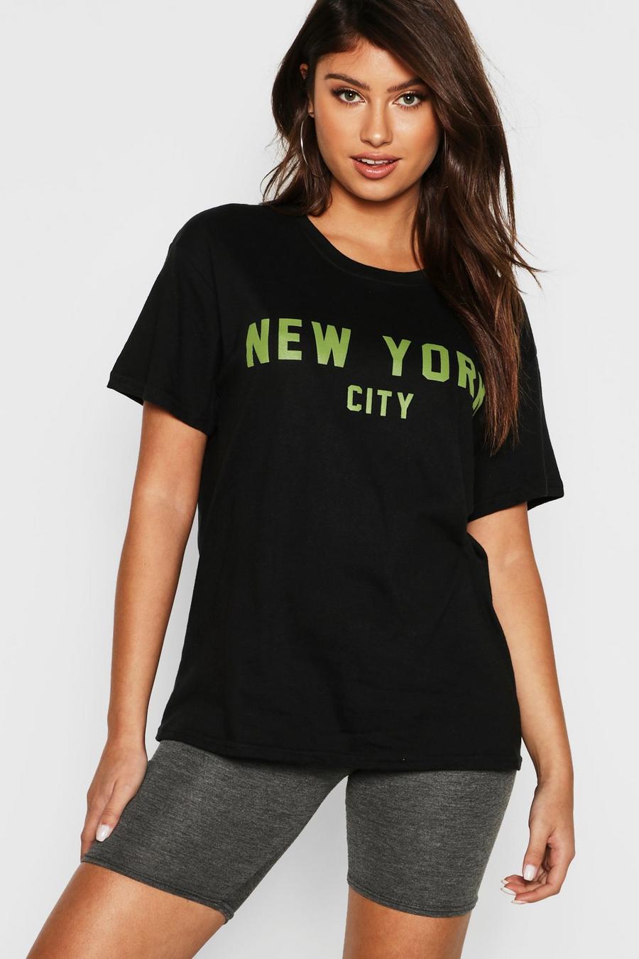Camiseta con eslogan "New York”, Negro image number 1