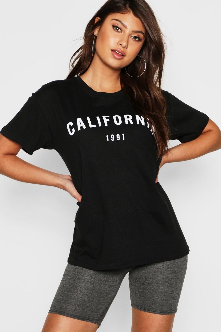 Black "California" t-shirt med slogan image number 1