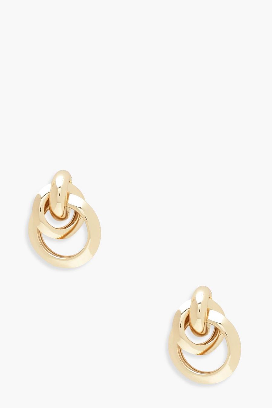 Gold metallic Multi Circle Linked Earrings image number 1