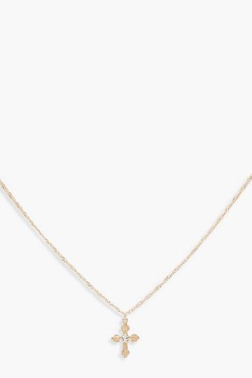 Delicate Cross Choker Necklace gold