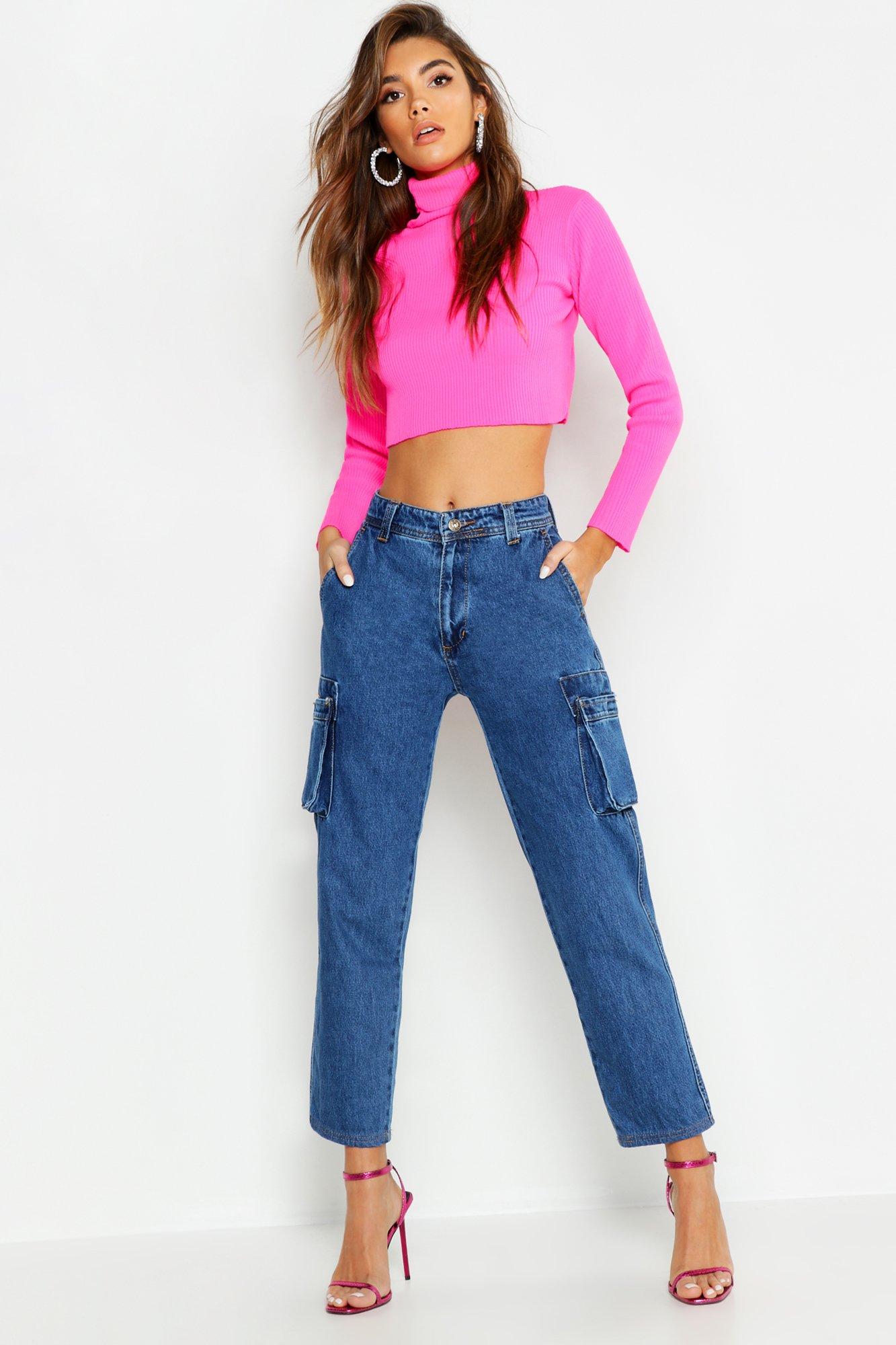 raw denim utility wide leg jeans