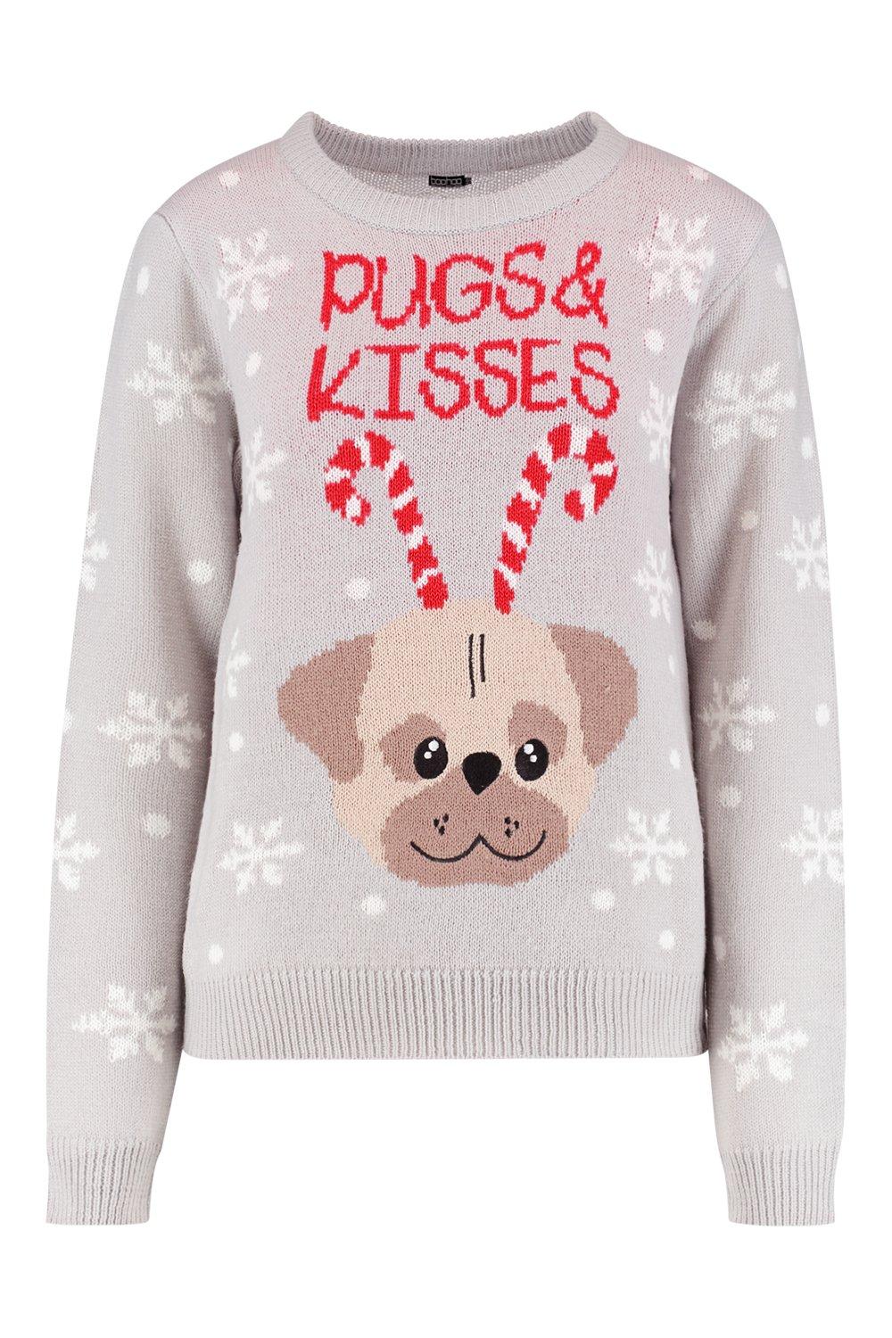 Pug christmas hot sale jumper womens