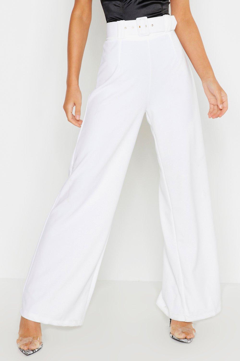 High Waist Belted Wide Leg Pants