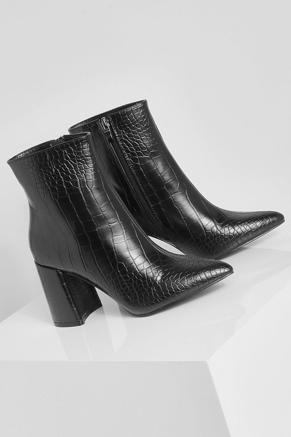 black croc booties