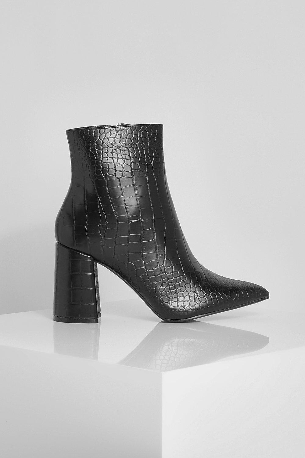 Croc Block Heel Sock Boots