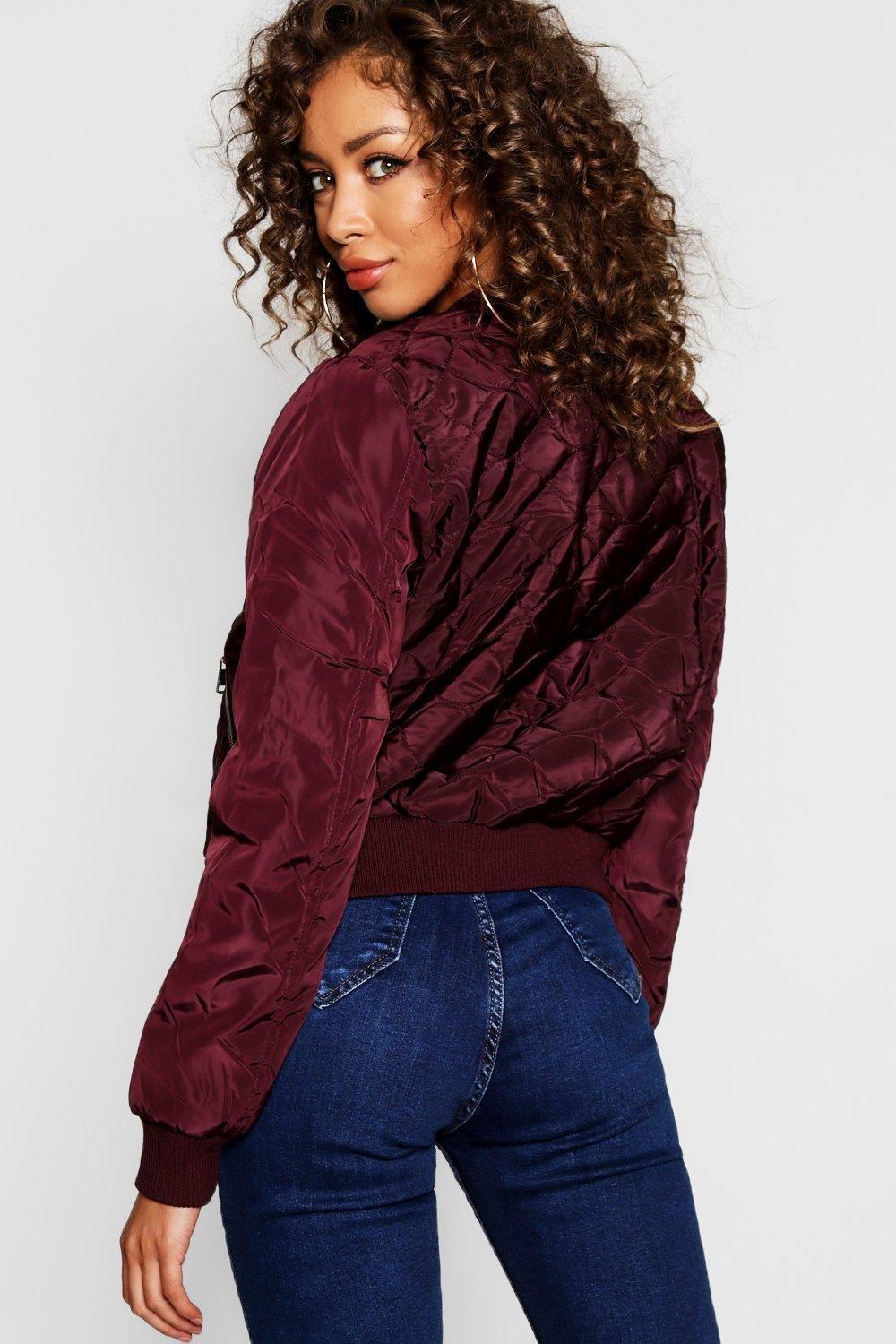 burgundy bomber jacket women's