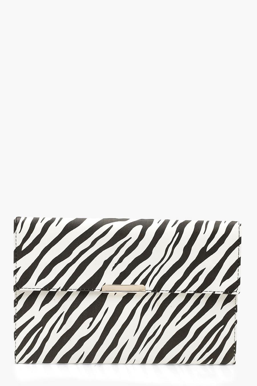 Pochette in poliuretano effetto zebrato con barretta image number 1