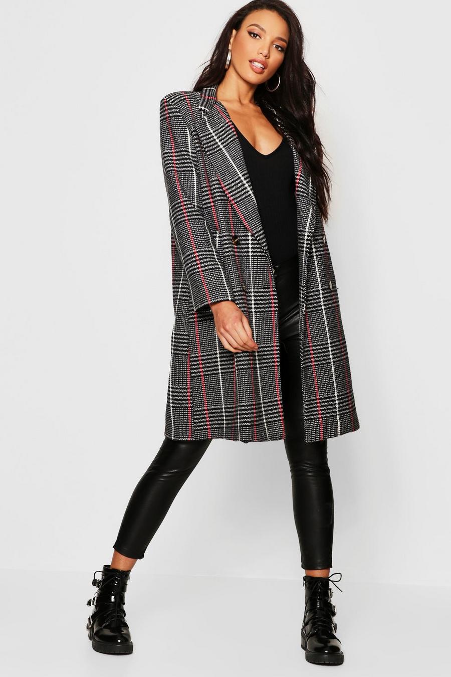 Double Breasted Check Wool Look Coat image number 1