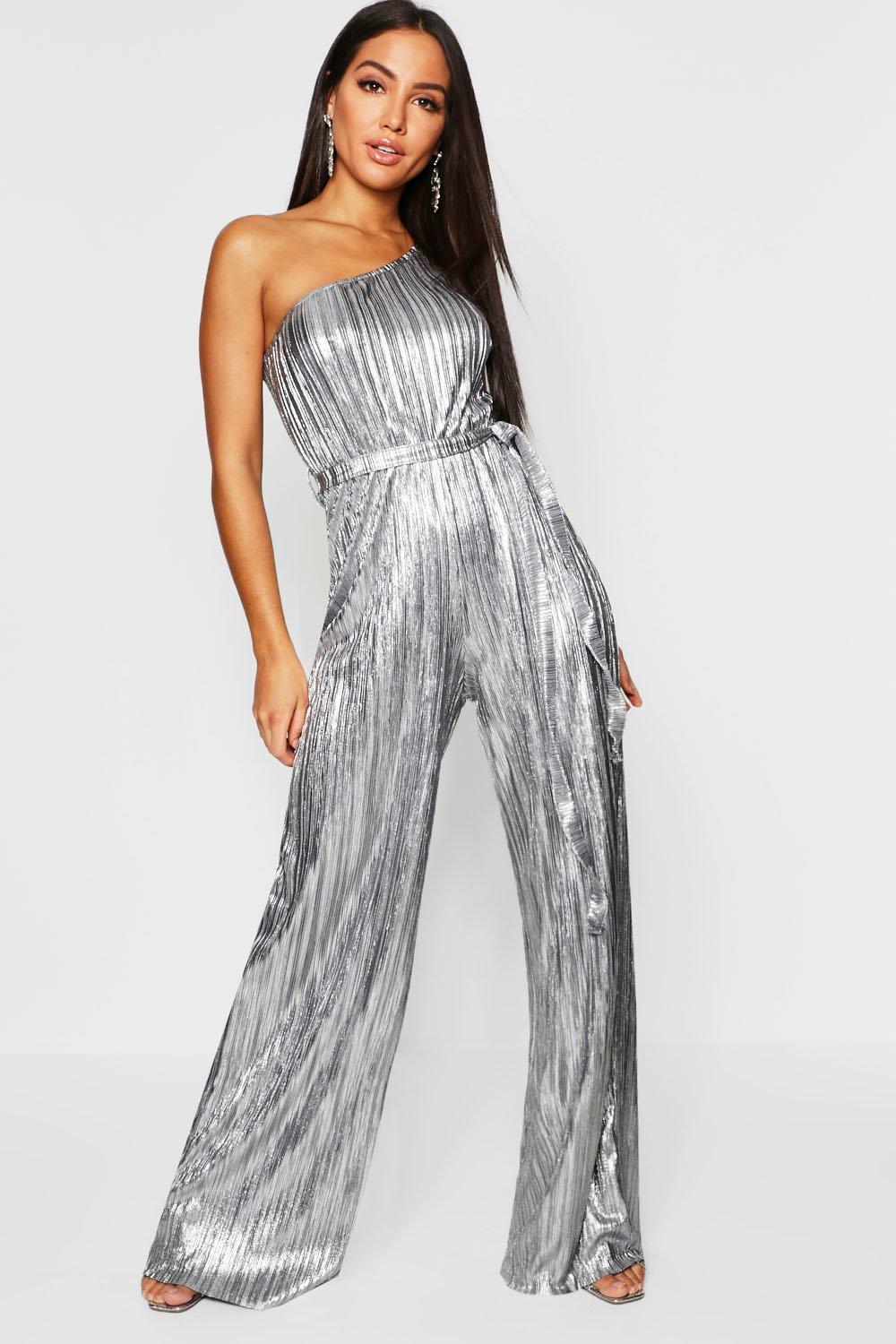 boohoo silver jumpsuit