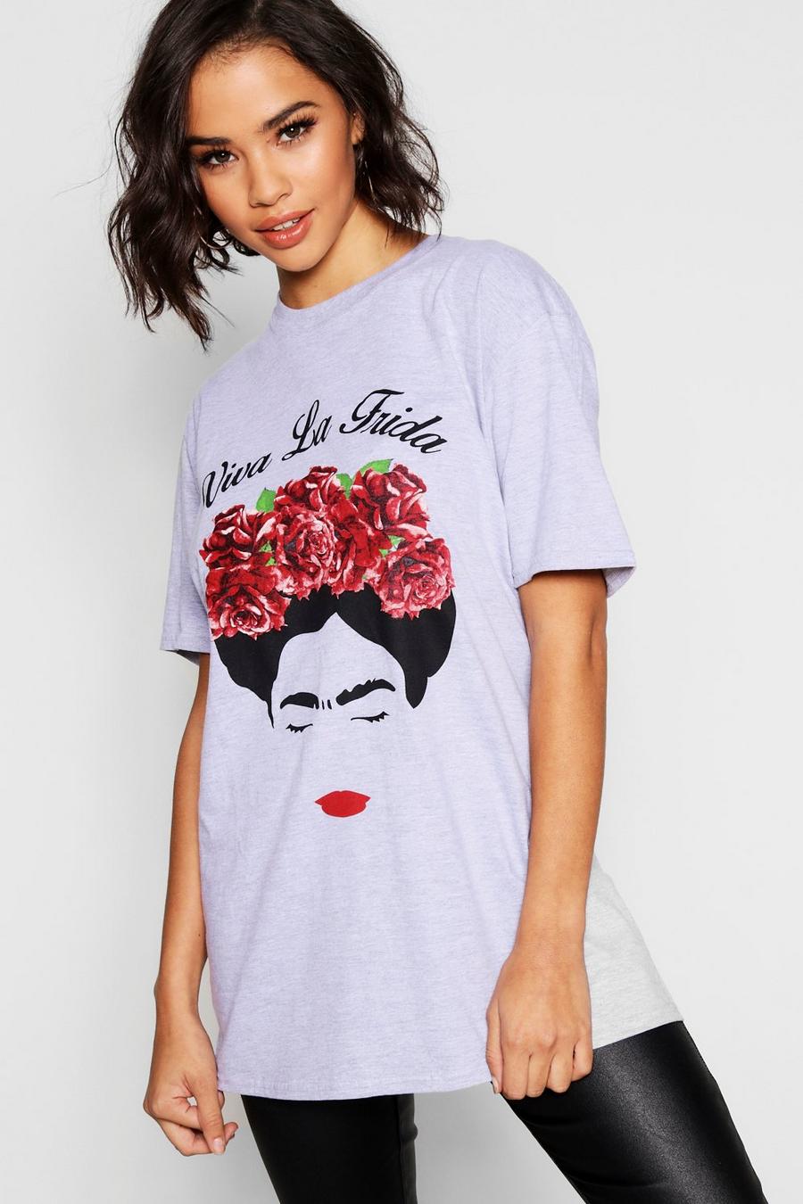 Frida Kahlo lizensiertes T-Shirt, Grau image number 1