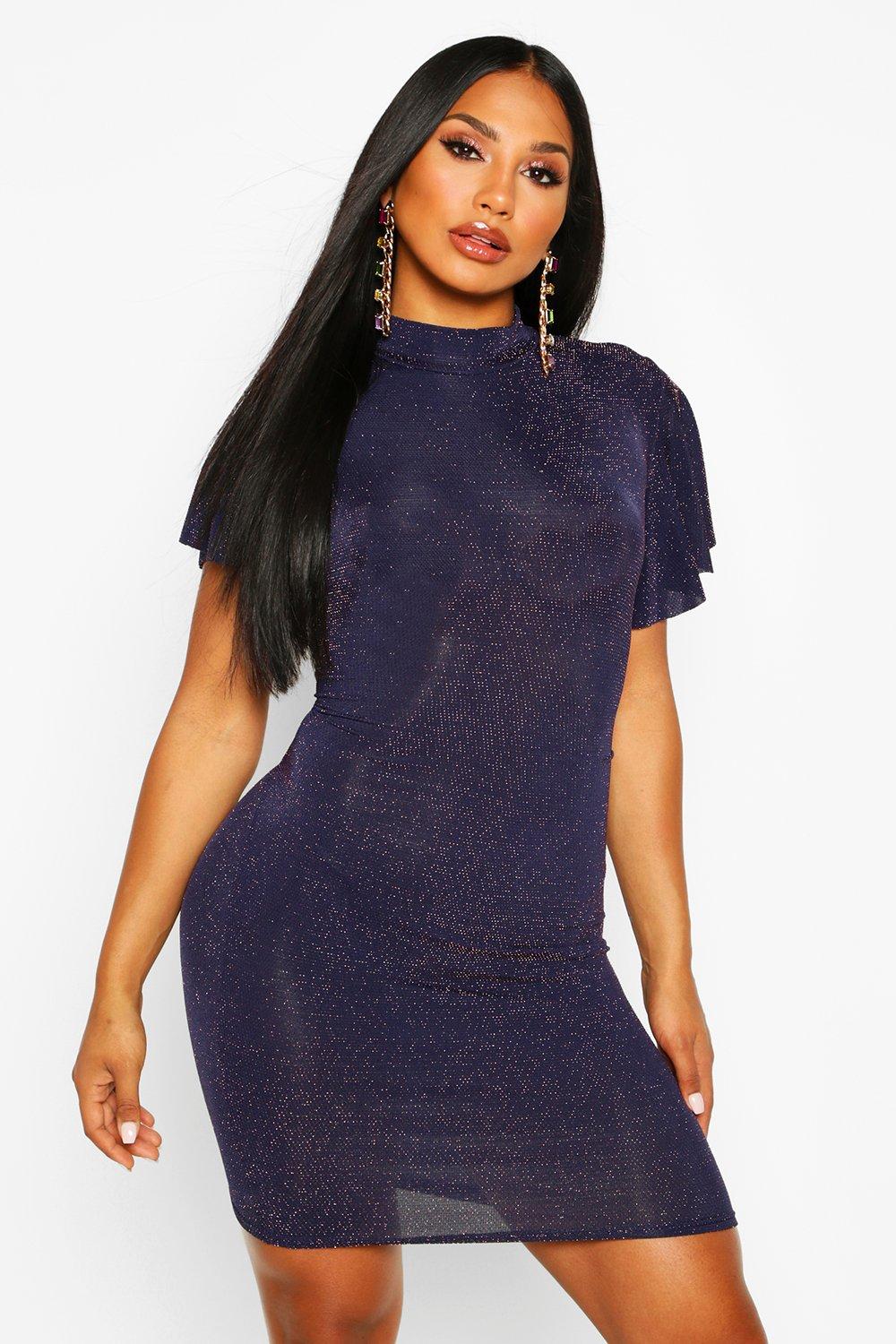 black glitter high neck dress