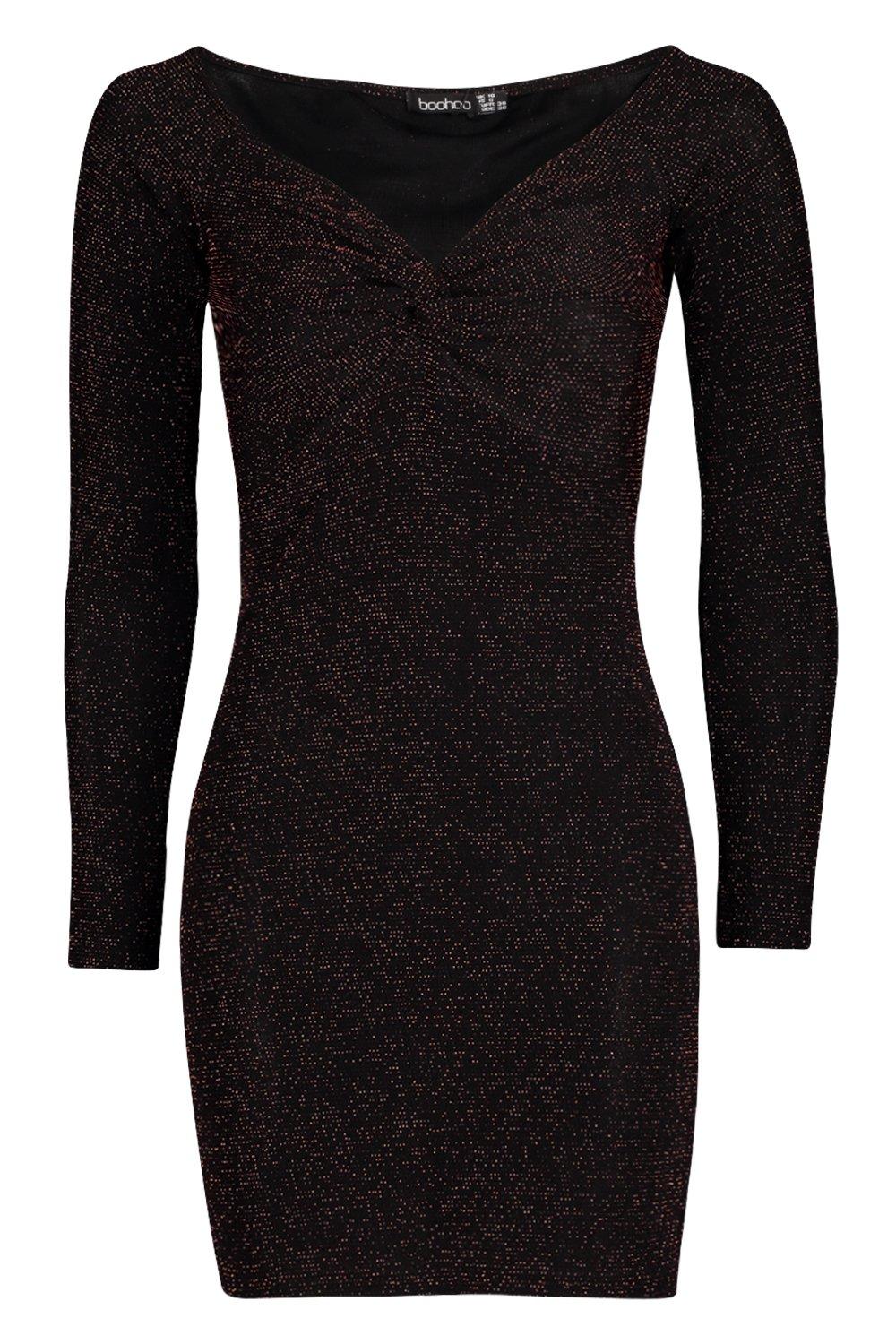 Black glitter bardot clearance dress