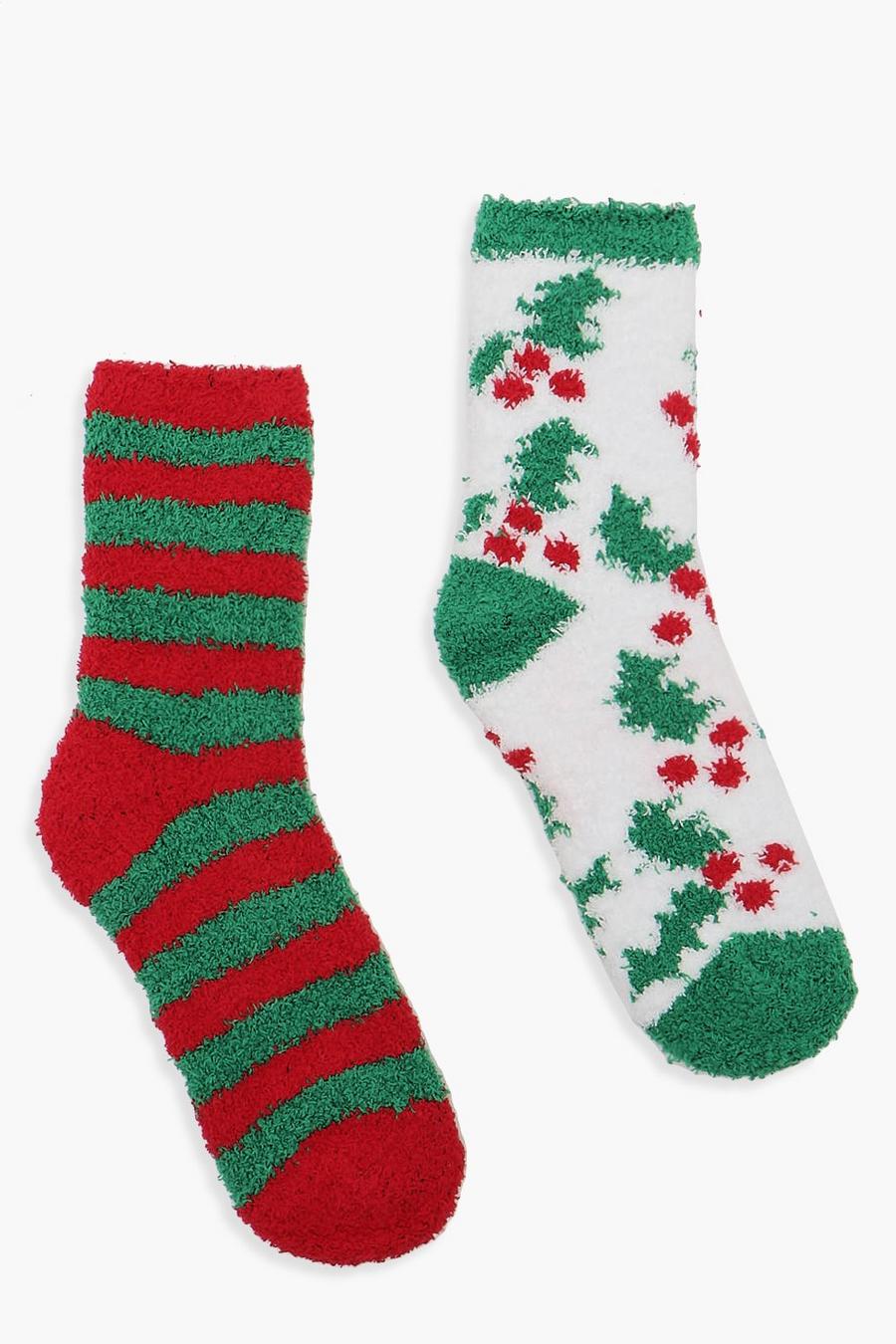 Pack de 2 pares de calcetines cómodos navideños, Verde image number 1