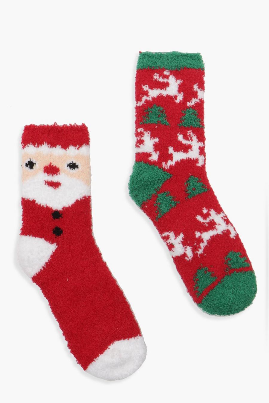 Red Christmas Cosy Socks Two Pack image number 1