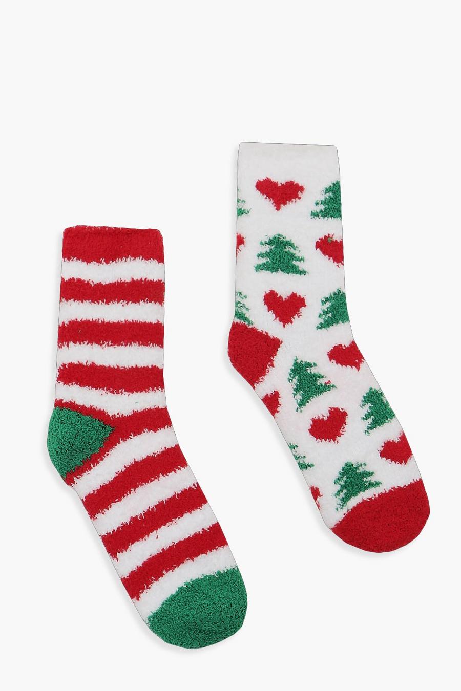 Pack de 2 pares de calcetines cómodos navideños, Blanco image number 1