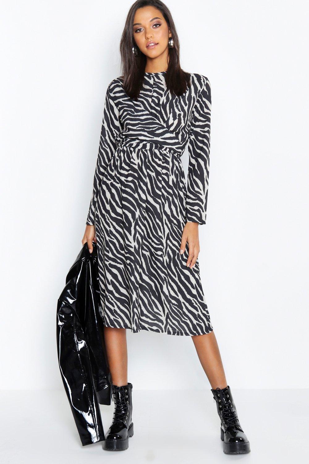 boohoo zebra print dress