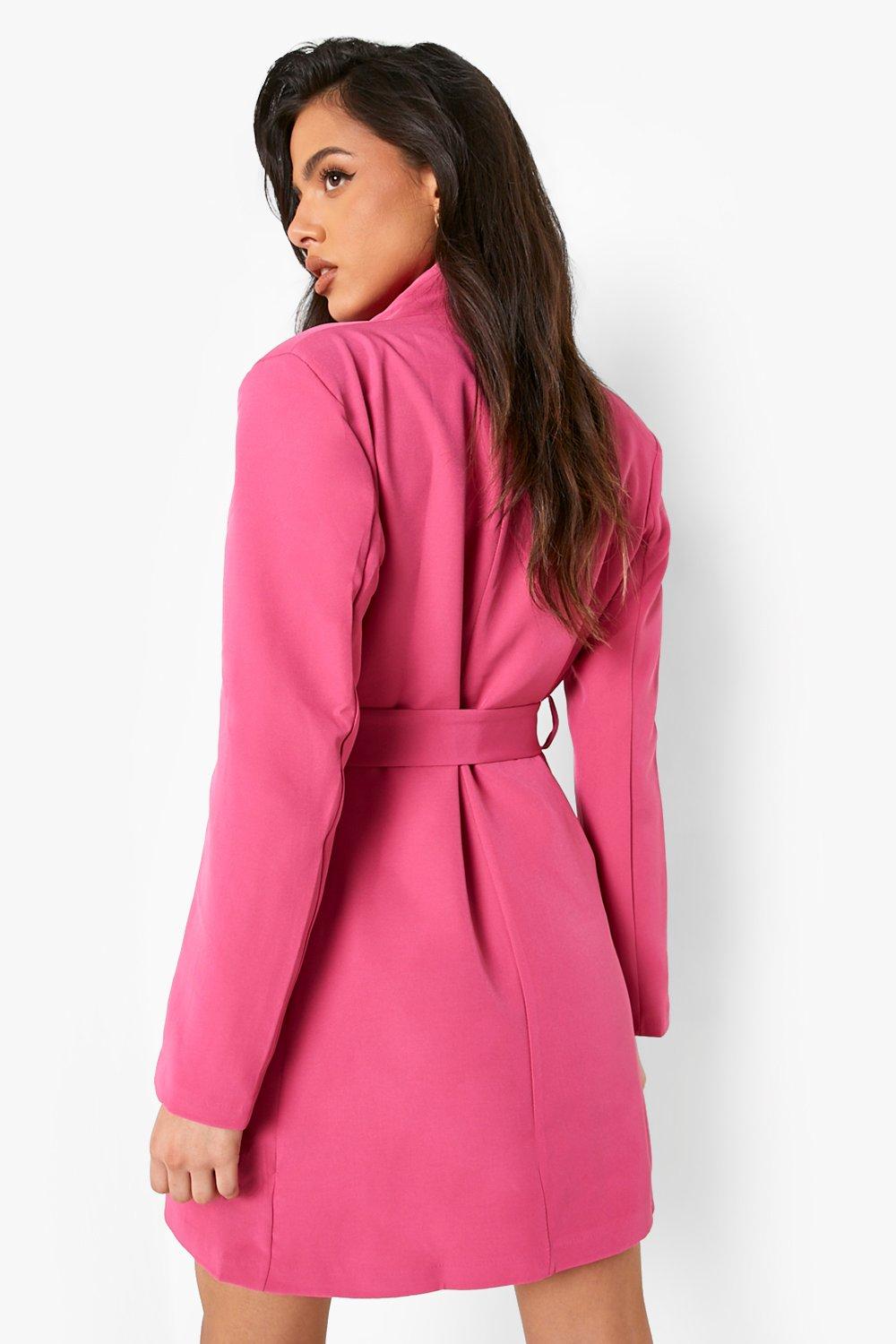 Boohoo pink blazer dress sale